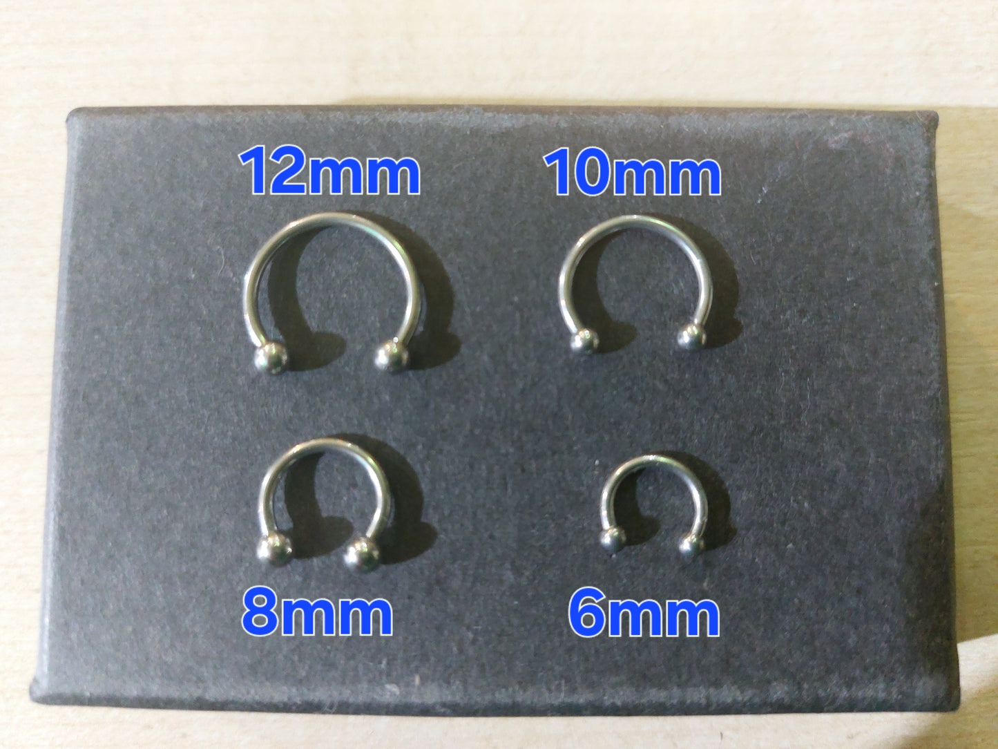 Circular Barbell Horseshoe Steel piercing ring 1.2mm various sizes