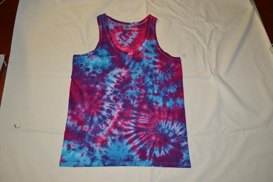 Pink Blue scrunch festival tie dye t shirt tank vest top men's summer size S-2XL