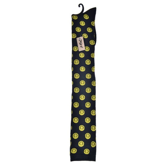 Smiley Face Black Yellow Welly Socks